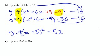 Standard to Vertex Form: Completing the Square • Quadratic Functions [3l] Pre-Calculus 11