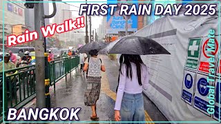 BANGKOK First Heavy RAIN Walk of 2025 🇹🇭 Thailand