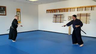 Two man Iaido practice at The Japanese Sword School Ryushin Shouchi Ryu