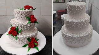 Three Step Engagement Ceremony Cake |Engagement Cake Design|25th Anniversary Cake Flower Decoration