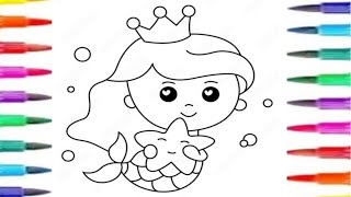 How to draw a mermaid easy |ariel the little mermaid drawing easy for kids