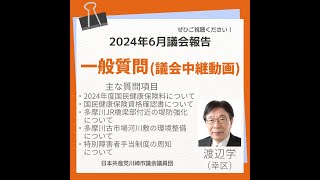 2024年第二回川崎市議会定例会、渡辺学議員の一般質問