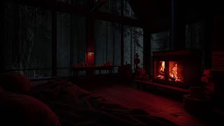 Cozy attic with fireplace | Forest rain and natural rain sounds for sleeping \u0026 insomnia symptoms