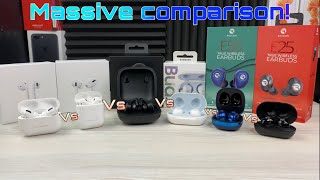 Airpods Pro Vs Galaxy Buds Vs Raycon e25 Vs Raycon e55 Vs Airpods 2 Vs Powerbeats Pro