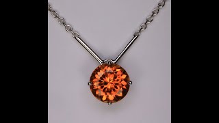 14K White Gold Round Brilliant Imperial Zircon Necklace 7.68 Carats