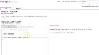 Codingbbat - nonStart (Java)