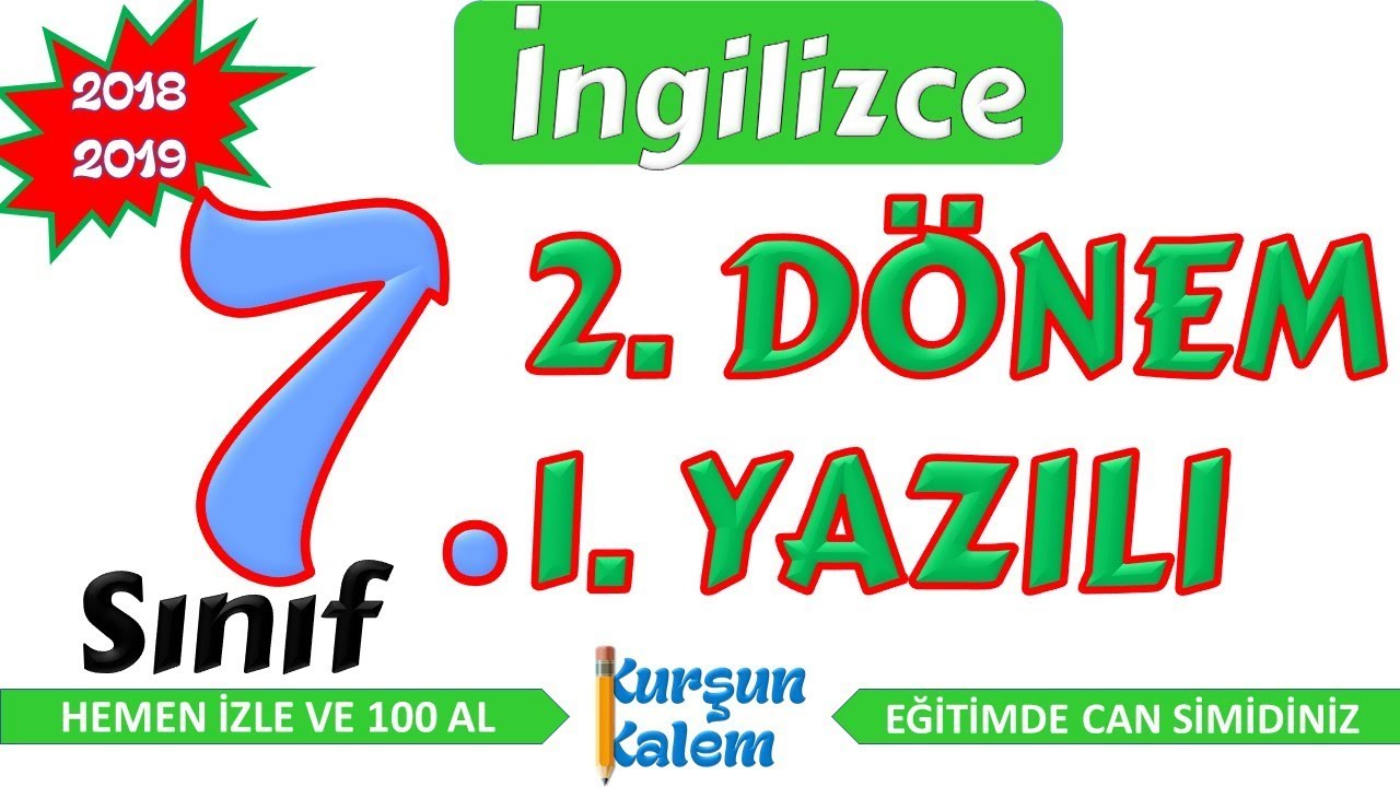 7.Sınıf İngilizce 2. Dönem 1. Yazılı Çözümleri - YouTube