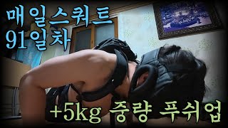 매일 스쿼트100 [91일차]\u0026푸쉬업(부제:첫 중량 푸쉬업 도전!)