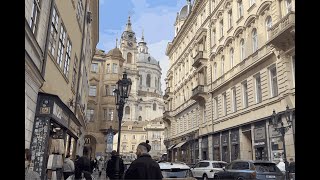 Relaxing Walk through Autumn Prague. 4K. ASMR.