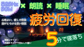 【528Hz・睡眠】脳がとろける心地よい癒しの音楽と物語の朗読を聞き流せば体がリラックスして深い睡眠｜ソルフェジオ周波数とα波とΘ波のBGMで寝落ちしで快眠、疲労回復｜月明かりの下で交わした誓い