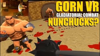 GORN VR BETA - Skillful NUNCHAKU (spike-mace) ONLY Gameplay (HTC Vive)