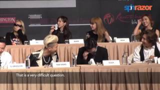 140912 Daras kissing scene (YG Family Press conference)