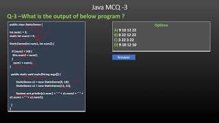 Java MCQ-3 Java static based question answer - 3