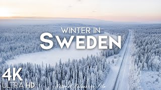 Winter Sweden 4K UHD - Enchanting Winter Wonderland, Piano Relaxing music With Nature Videos