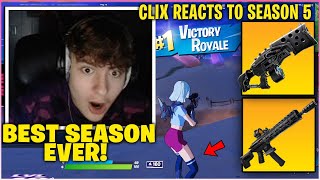 CLIX  *FREAKS OUT* After Playing His First Game of Fortnite Season 5! (First Victory Royale)