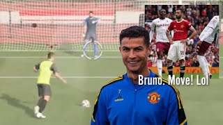 Cristiano Ronaldo practicing penalties during training to prepare for Champions League