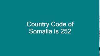 Country Code of Somalia is 252