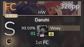 [Live] Woey | Reol - +Danshi [HW] +HD 99.59% {#1 328pp FC} - osu!