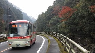 国道194号　山間を行く　路線バス　長沢線　県交北部交通　日野　リエッセ 高知　2014.11