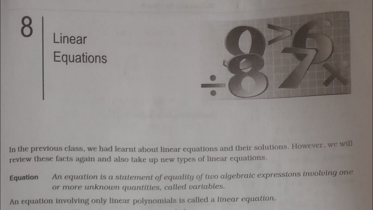 Mathematics Of Class 8 R.S. Aggarwal, CBSE Ch-8 Linear Equations Ex8A ...