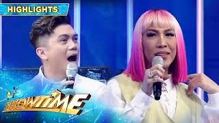 Vice Ganda is jokingly pushed by Vhong Navarro | It's Showtime