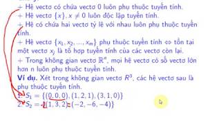 Sự độc lập và phụ thuộc tuyến tính của hệ vectơ