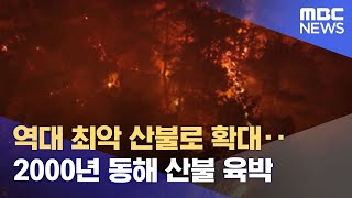 역대 최악 산불로 확대‥2000년 동해 산불 육박 (2022.03.08/뉴스데스크/MBC)