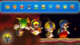 All Character Power-Up Suits Falling in Poison gas - New Super Mario Bros. U Deluxe 所有角色能力墜入毒氣