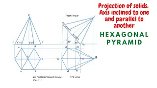 Projection of Hexagonal Pyramid: Axis inclined to H.P and parallel to V,P