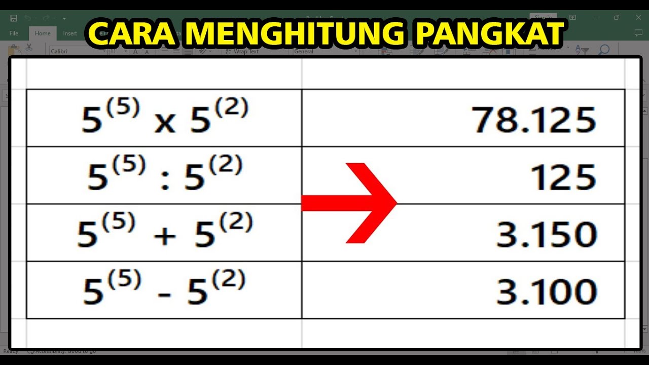 Cara Menghitung Pangkat Di Excel - YouTube