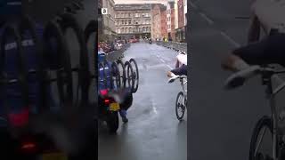 A nasty fall for Mathieu van der Poel in Glasgow #shorts