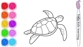 How to draw a 🐢Turtle  with Step by Step Cute turtle drawing tutorial beginners #baby kids learning😄