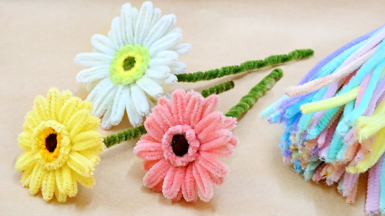 How To Make Gerbera Daisies From Pipe Cleaner Pipe Cleaner Flowers