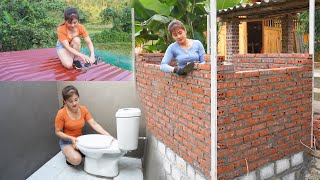 230 Days - Young Girl Builds Toilet (WC) with Bricks Replace of Bamboo Bathroom from Start To Finish