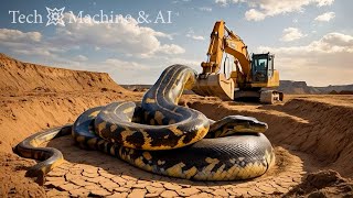 Shocking Ending/ Hunt for Giant Pythons with Excavators #GiantPython #PythonAttack