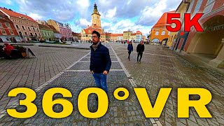 360° VR Old City Sunny Walk Tour Brasov Pedestrian Visit Romania Winter 5K 3D Virtual Reality HD 4K