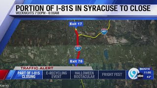 Travel Advisory: Overnight lane closures along I-81 southbound in Syracuse for paving