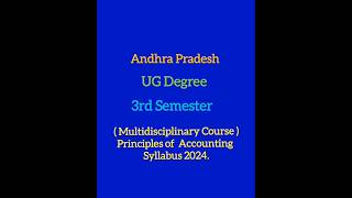 Andhra Pradesh UG Degree 3rd sem (Multidisciplinary course)Principles of Accounting Syllabus 2024.