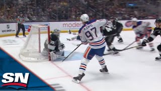 Oilers' Connor McDavid Roofs From Tough Angle For Powerplay Marker vs. Kings