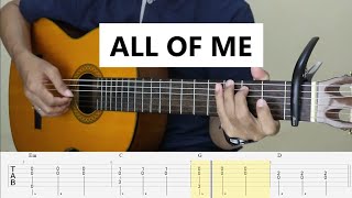ALL OF ME - John Legend - Fingerstyle Guitar Tutorial TAB