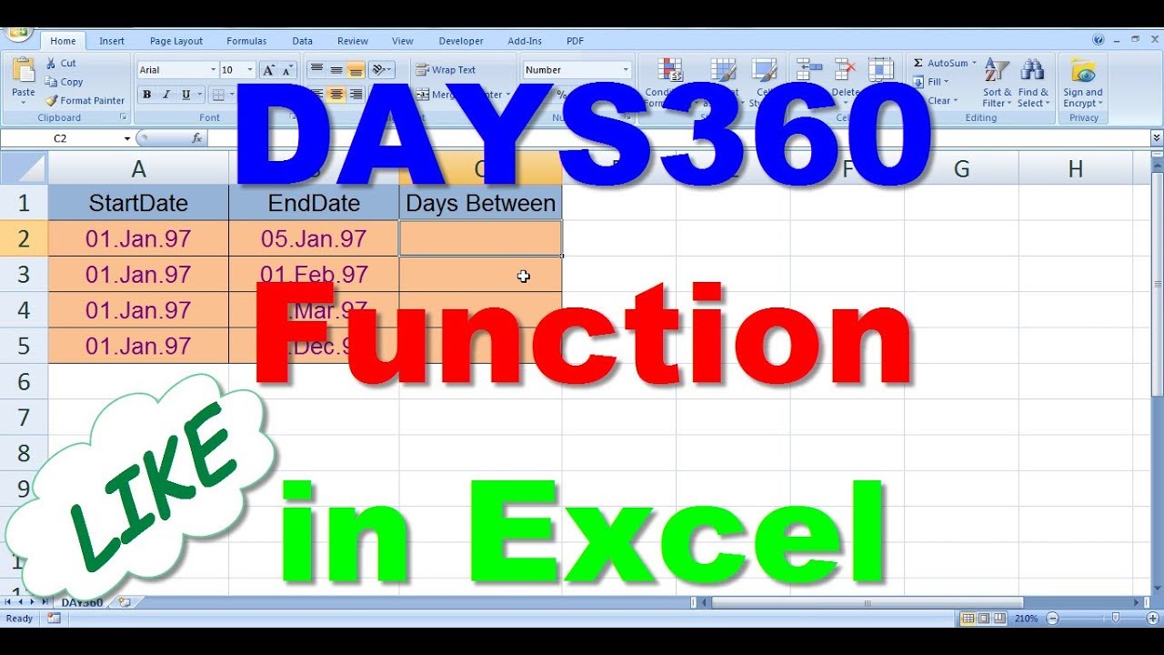 DAYS360 Function Of Excel - YouTube