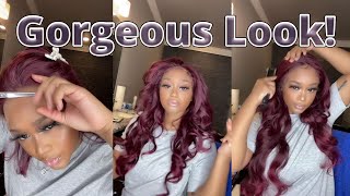 The Perfect 99J Color Lace Wig Install!🤭 Burgundy Summer Hair Vibes 🍒