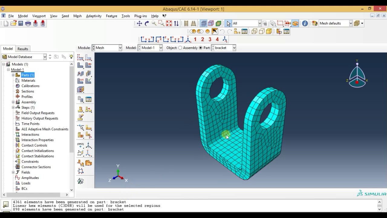 Abaqus Meshing Tutorials - How To Mesh 3D Solid Bracket In Abaqus Using ...