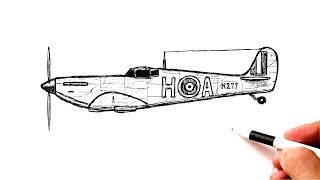 How to draw a WW2 Fighter Plane Supermarine Spitfire