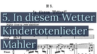 In diesem Wetter Piano Accompaniment Kindertotenlieder Mahler Karaoke Low Voice