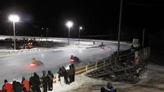 Night Racing at Maritime Snowmobile Championship Racing,Woodstock,NB,February 14,2025.,