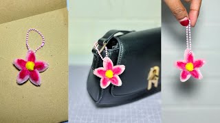 Easy 🌸Flower Keychain With Pipe Cleaner - Easy Fuzzy Wire Craft Ideas