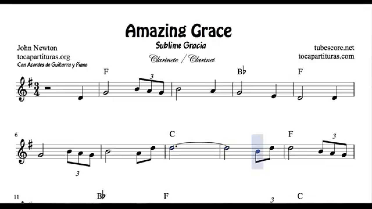 Amazing Grace Sheet Music For Clarinet Sublime Gracia Para Clarinete ...