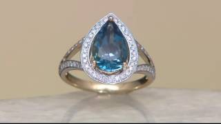 3.10 ct London Blue Topaz \u0026 1/3 cttw Diamond Ring 14K Gold on QVC