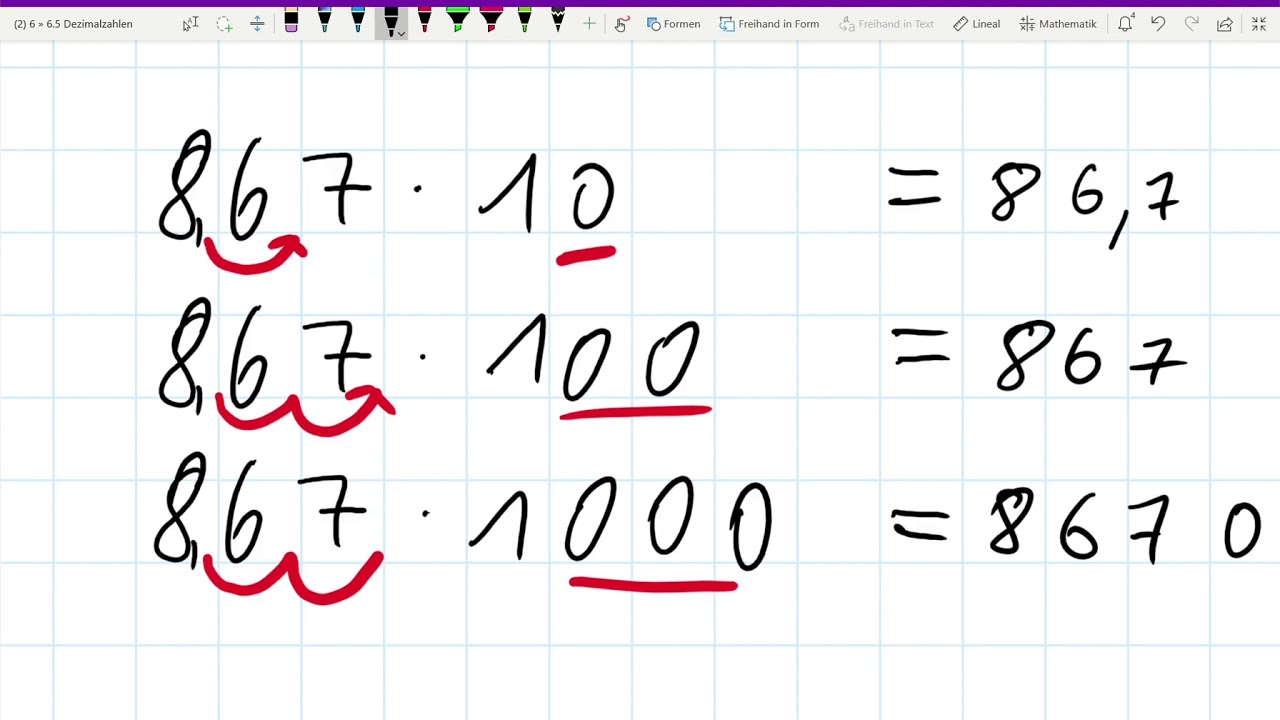 Rechnen Mit Dezimalzahlen / Dezimalbrüchen - Multiplizieren Und ...
